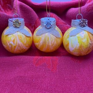 Acrylic pour paint ornaments.